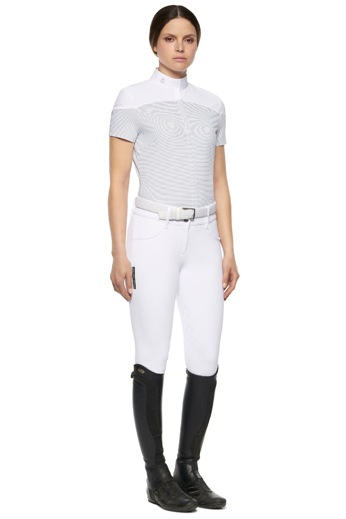 Cavalleria Toscana Women's Horizontal Pin Stripe Short Sleeve Competition Shirt