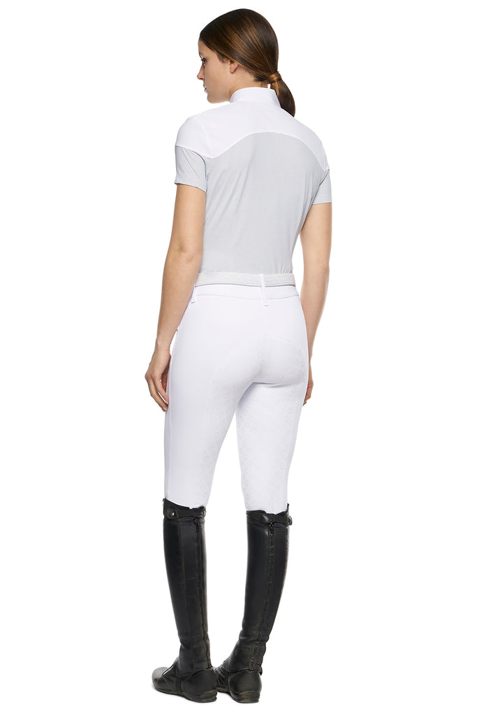 Cavalleria Toscana Women's Horizontal Pin Stripe Short Sleeve Competition Shirt