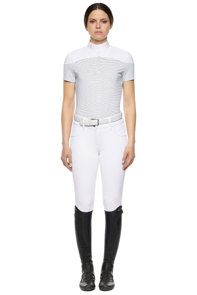 Cavalleria Toscana Women's Horizontal Pin Stripe Short Sleeve Competition Shirt