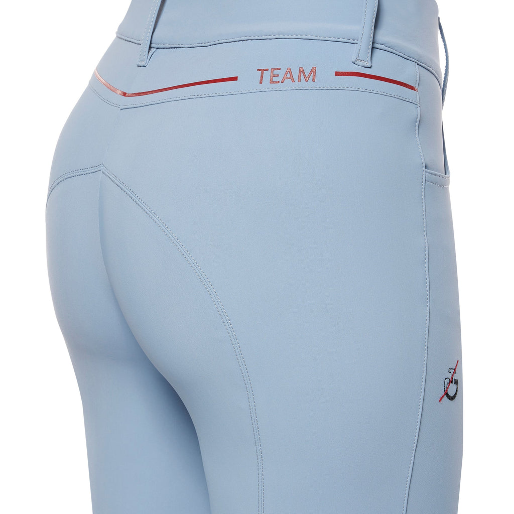 Women's CT Team Red Stripe High Waist Breeches - Light Blue -Size 44