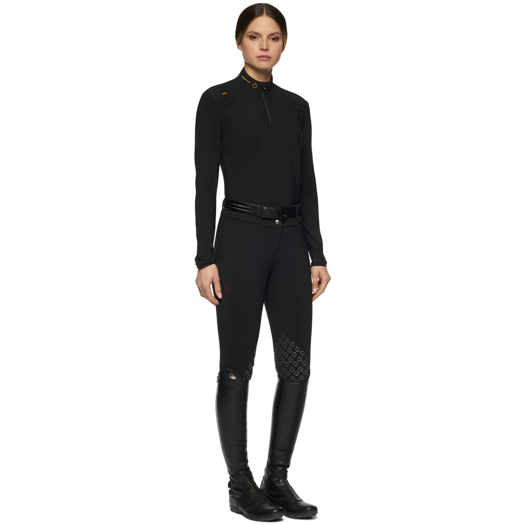 Cavalleria Toscana R-Evo Epaulet Long Sleeve Zip Polo