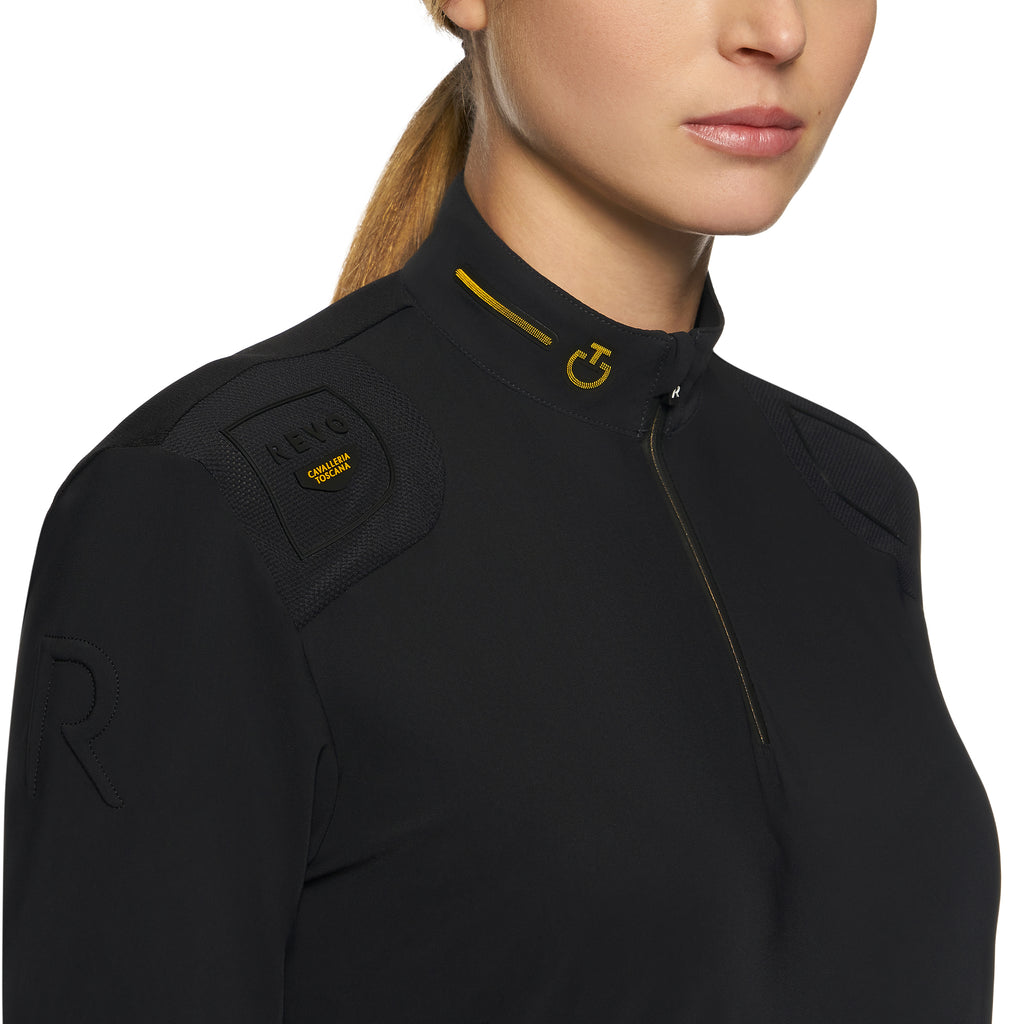 Cavalleria Toscana R-Evo Epaulet Long Sleeve Zip Polo