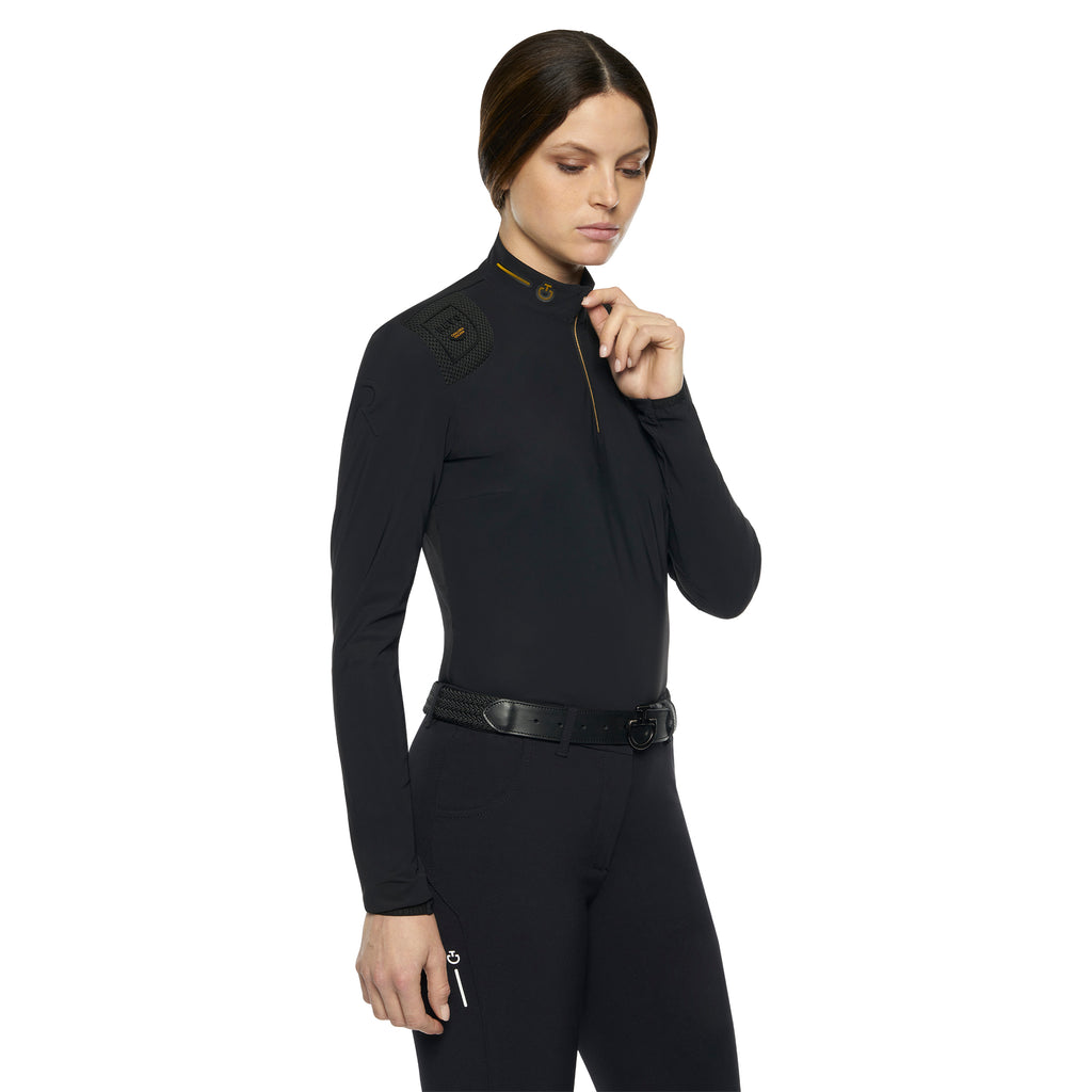 Cavalleria Toscana R-Evo Epaulet Long Sleeve Zip Polo