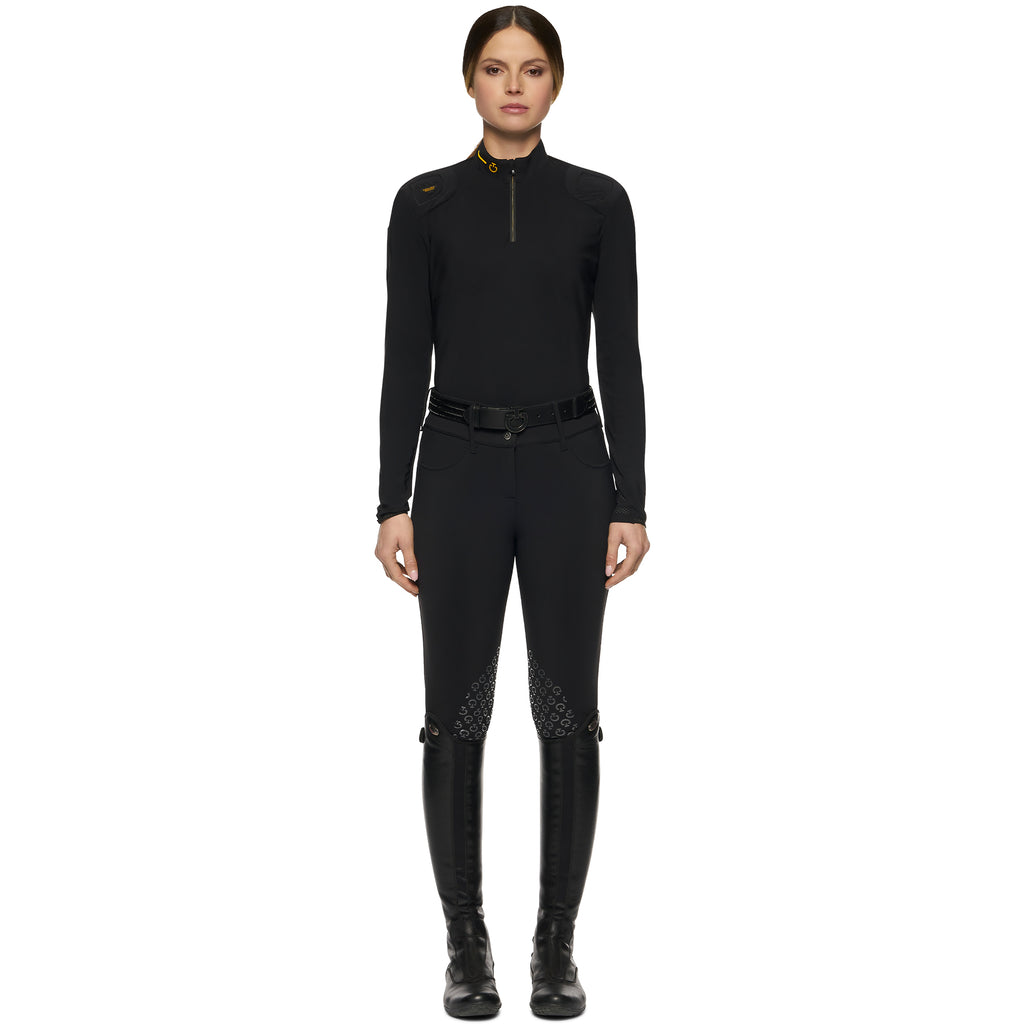 Cavalleria Toscana R-Evo Epaulet Long Sleeve Zip Polo