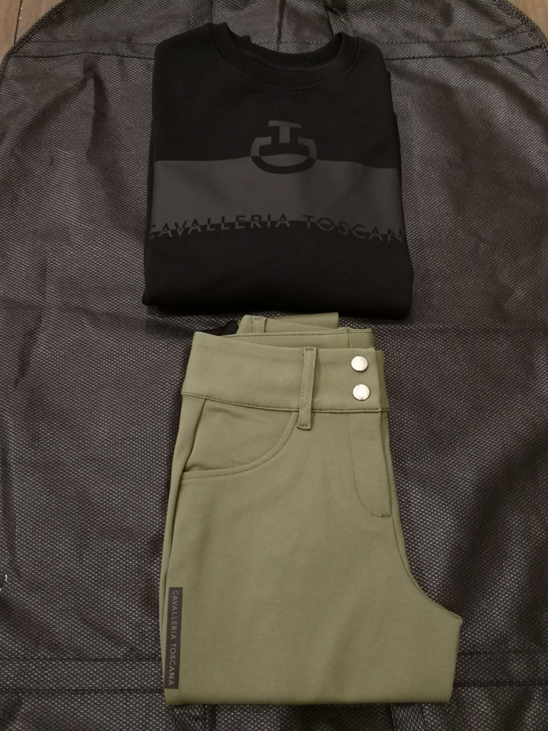Cavalleria Toscana Women's High Waist Breeches with Perforated Logo Tape - Final Piece Size 46
