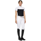 Cavalleria Toscana Women's Piqué and Jersey S/S Polo Shirt - Navy + White
