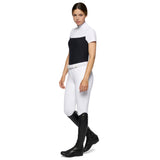 Cavalleria Toscana Women's Piqué and Jersey S/S Polo Shirt - Navy + White
