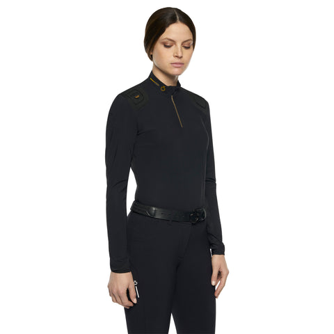 Cavalleria Toscana Women's Technical Jersey/Cotton Crew Neck Sweater