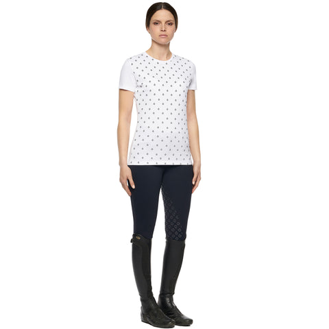 Cavalleria Toscana Women's Gingham T-Shirt - Navy with White