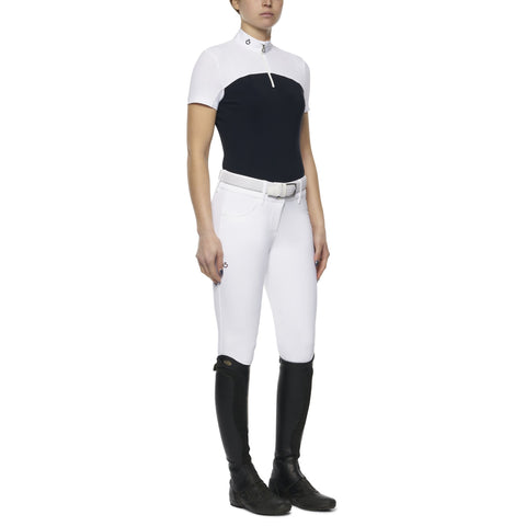 Cavalleria Toscana Women's Horizontal Pin Stripe Short Sleeve Competition Shirt